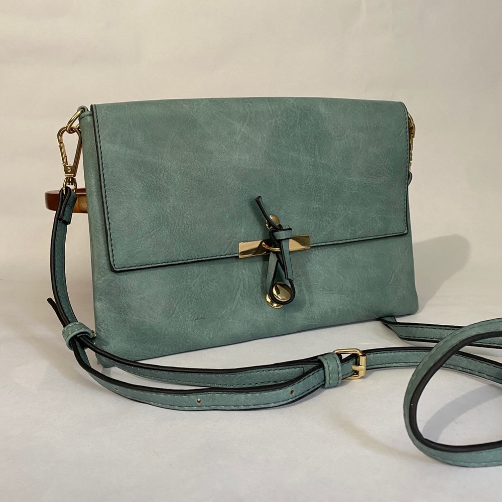 Blue crossbody purse with adjustable strap